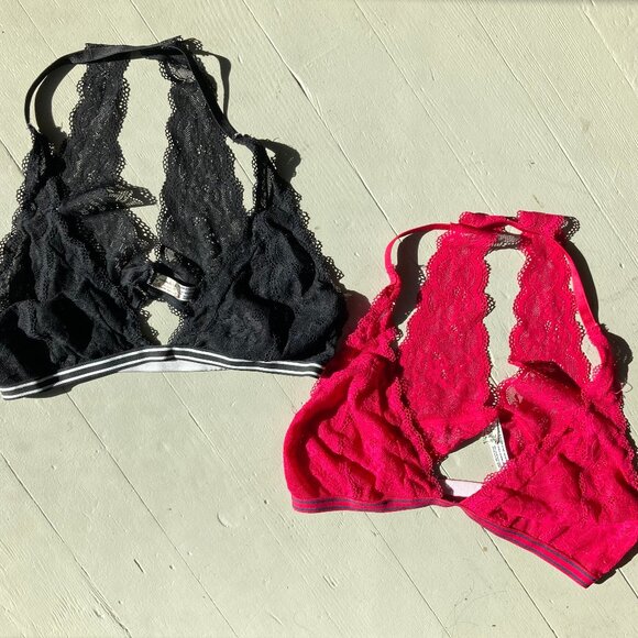 Free People Intimates lace halter bralette SET of 2 - Picture 1 of 5